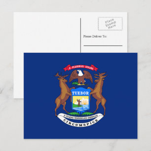 Carte Postale Drapeau du Michigan, Drapeau du Michigan