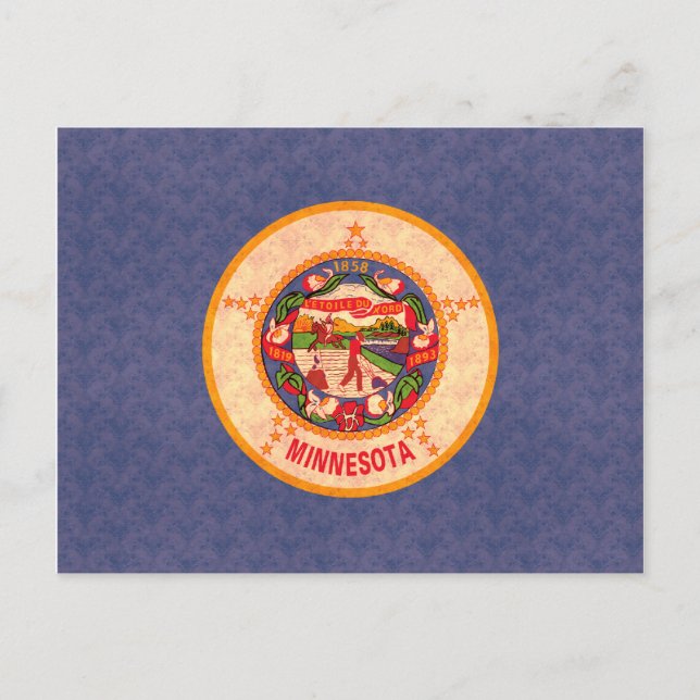 Carte Postale Drapeau du Minnesotan Motif vintage (Devant)