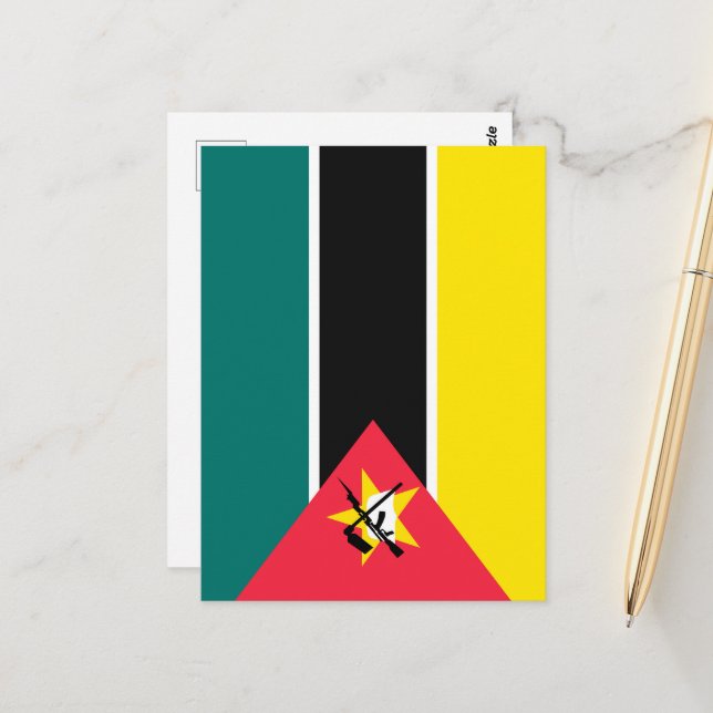 Carte Postale Drapeau du Mozambique (Devant/Arrière en situation)
