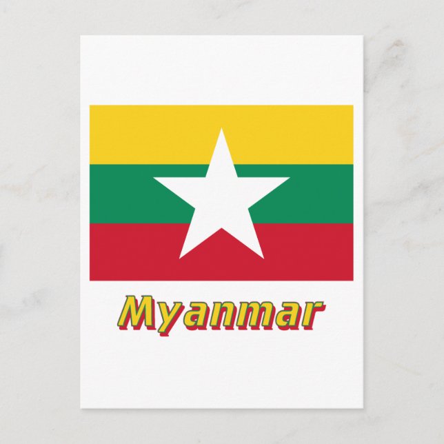 Carte Postale Drapeau du Myanmar avec nom (Devant)