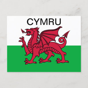 Carte Postale Drapeau du Pays de Galles Dragon rouge Cymru Sport