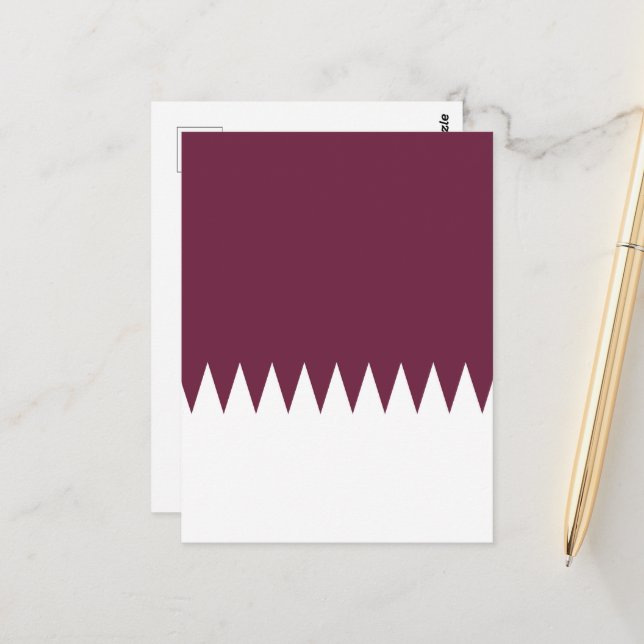 Carte Postale Drapeau du Qatar (Devant/Arrière en situation)