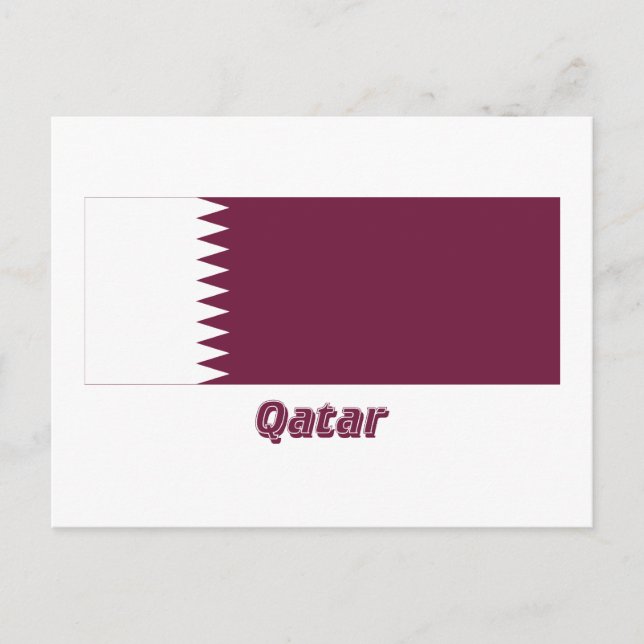 Carte Postale Drapeau du Qatar avec nom (Devant)