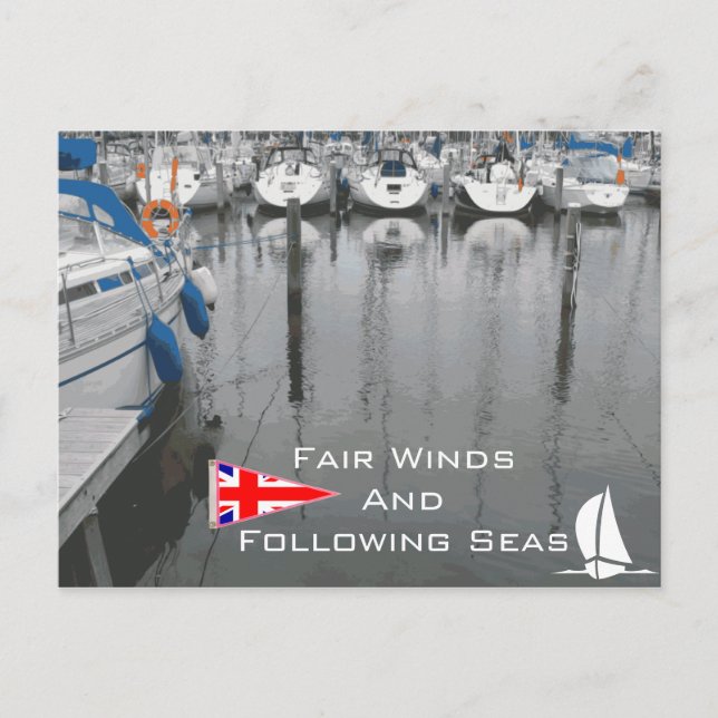 Carte Postale Drapeau Du Royaume-Uni Vents Faux Après La Mer Phr (Devant)