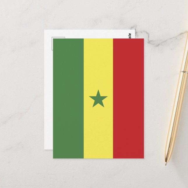 Carte Postale drapeau du Sénégal (Devant/Arrière en situation)