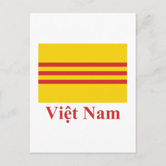 Carte Postale Drapeau du sud du Vietnam avec nom en vietnamien