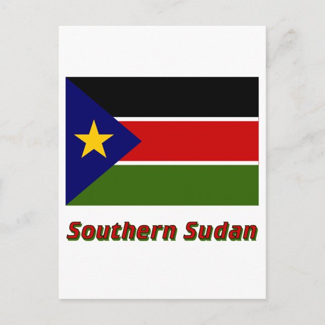 Carte Postale Drapeau du Sud-Soudan avec nom (Devant)