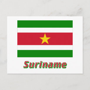 Carte Postale Drapeau du Suriname avec nom