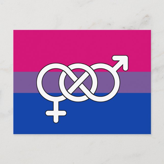 Carte Postale Drapeau du symbole de la fierté bisexuelle (Devant)