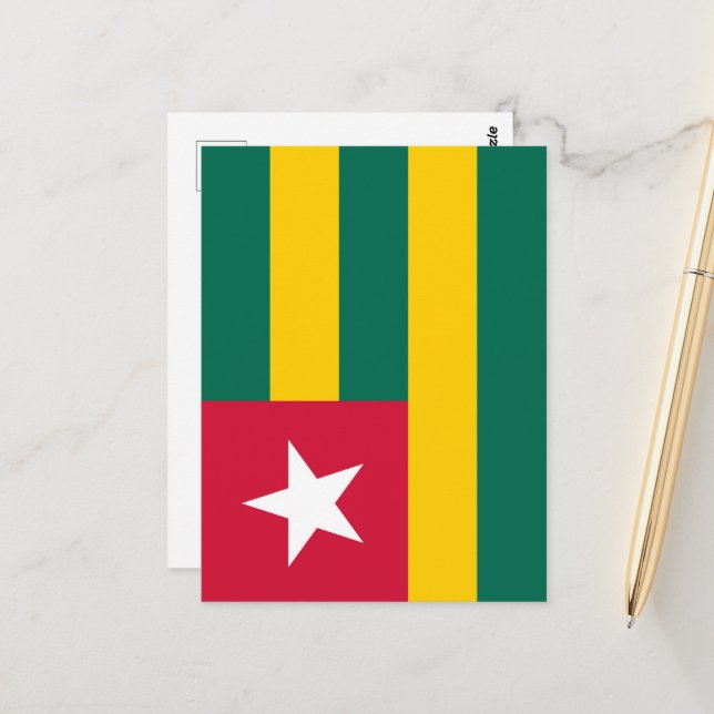 Carte Postale drapeau du Togo (Devant/Arrière en situation)