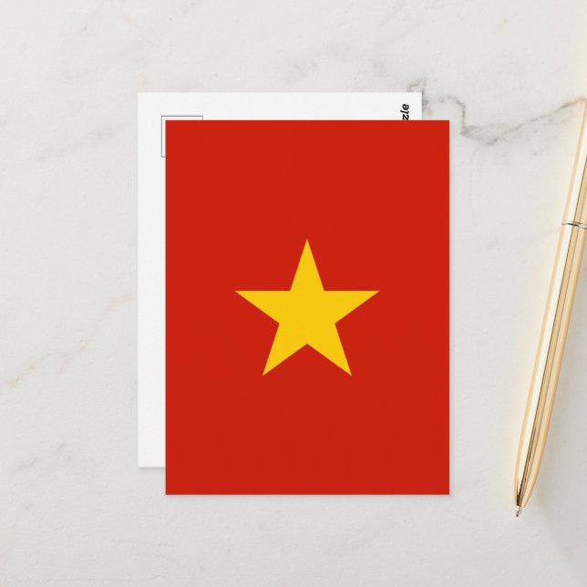 Carte Postale Drapeau du Vietnam (Devant/Arrière en situation)