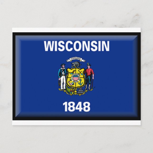 Carte Postale Drapeau du Wisconsin (Devant)