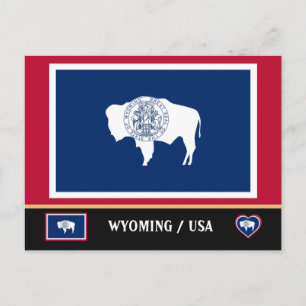 Carte Postale Drapeau du Wyoming & Wyoming États-Unis /Amérique