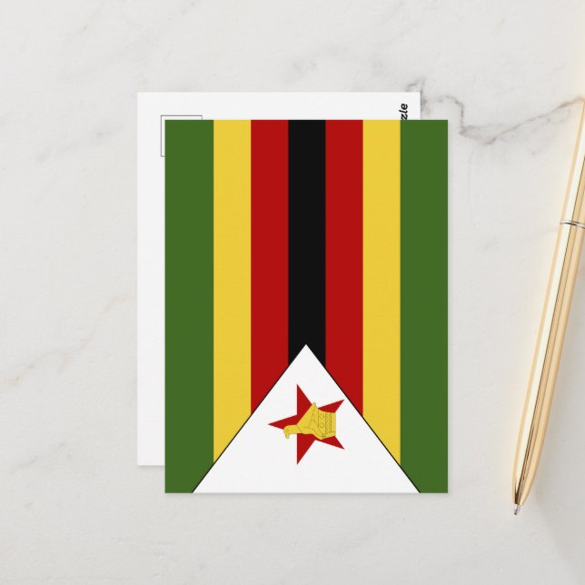 Carte Postale drapeau du Zimbabwe (Devant/Arrière en situation)