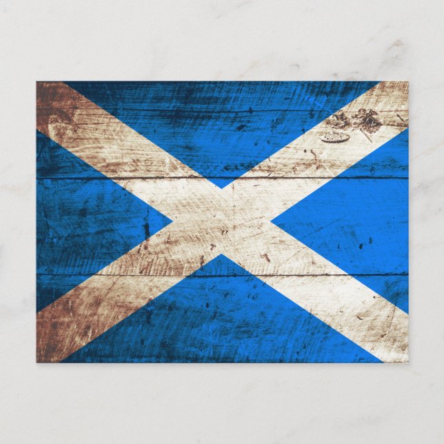 Carte Postale Drapeau écossais sur le vieux grain de bois (Devant)