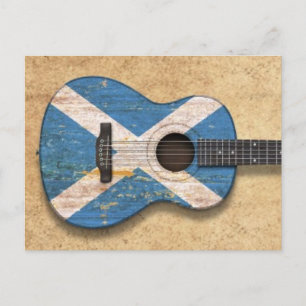 Carte Postale Drapeau écossais vieilli et usé Guitare acoustique