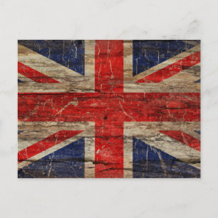 Carte Postale Drapeau en bois Vintage Union Jack