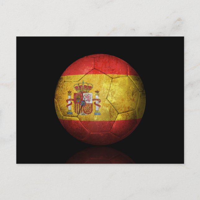 Carte Postale Drapeau espagnol porté Football de football balle (Devant)