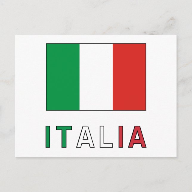 Carte Postale Drapeau et mot Italia (Devant)