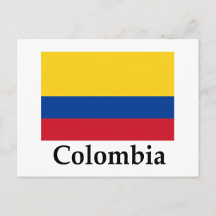 Carte Postale Drapeau Et Nom Colombie
