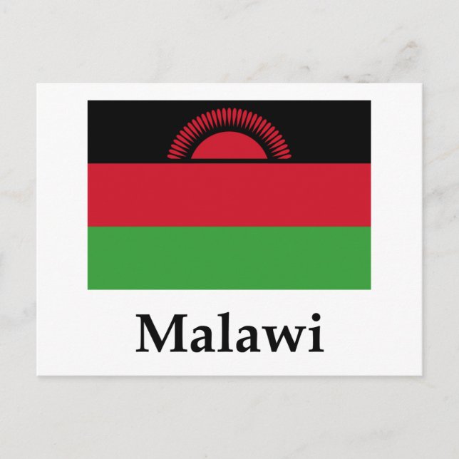 Carte Postale Drapeau Et Nom Du Malawi (Devant)