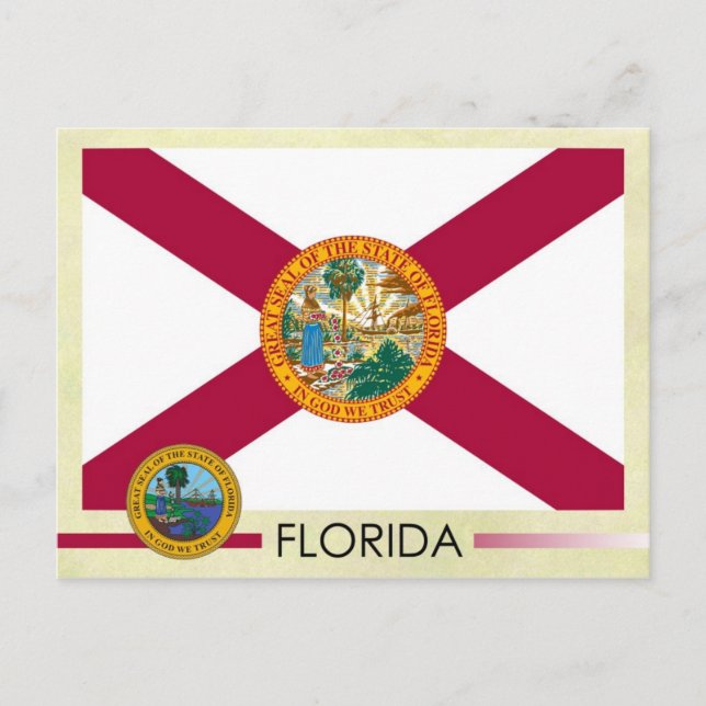 Carte Postale Drapeau et sceau de l'État de Floride (Devant)