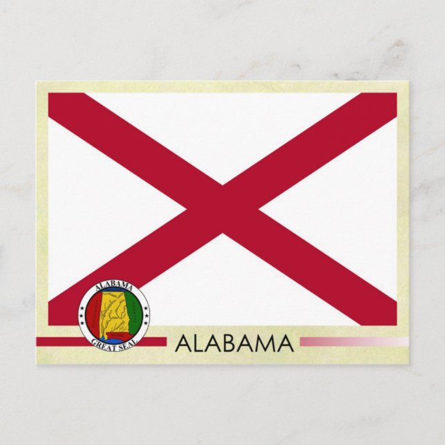 Carte Postale Drapeau et sceau de l'État de l'Alabama (Devant)