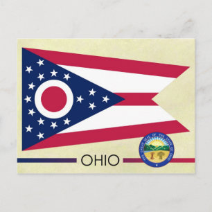 Carte Postale Drapeau et sceau de l'État de l'Ohio
