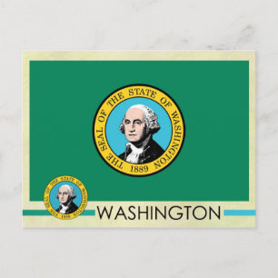 Carte Postale Drapeau et sceau de l'État de Washington