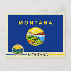 Carte Postale Drapeau et sceau de l'État du Montana