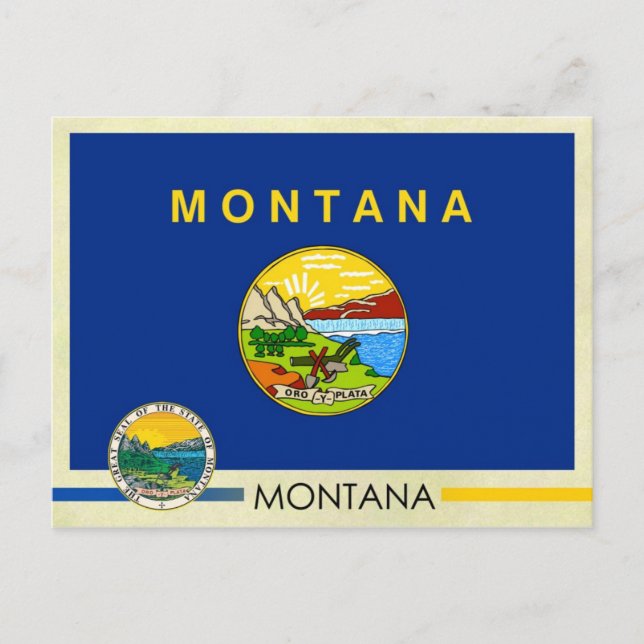 Carte Postale Drapeau et sceau de l'État du Montana (Devant)