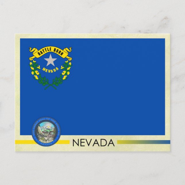 Carte Postale Drapeau et sceau de l'État du Nevada (Devant)