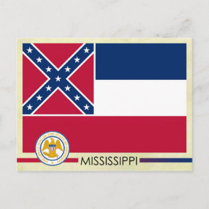 Carte Postale Drapeau et sceau du Mississippi