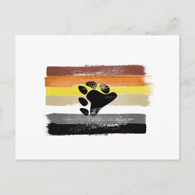Carte Postale Drapeau et symbole de la fierté de l'ours peint (Devant)