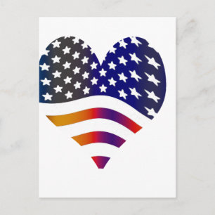 Carte Postale drapeau etats-unis cœur amour américain honneur tr