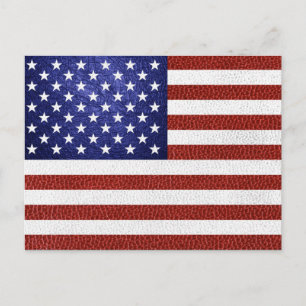 Carte Postale Drapeau Faux Rouge Blanc Bleu Cuir USA