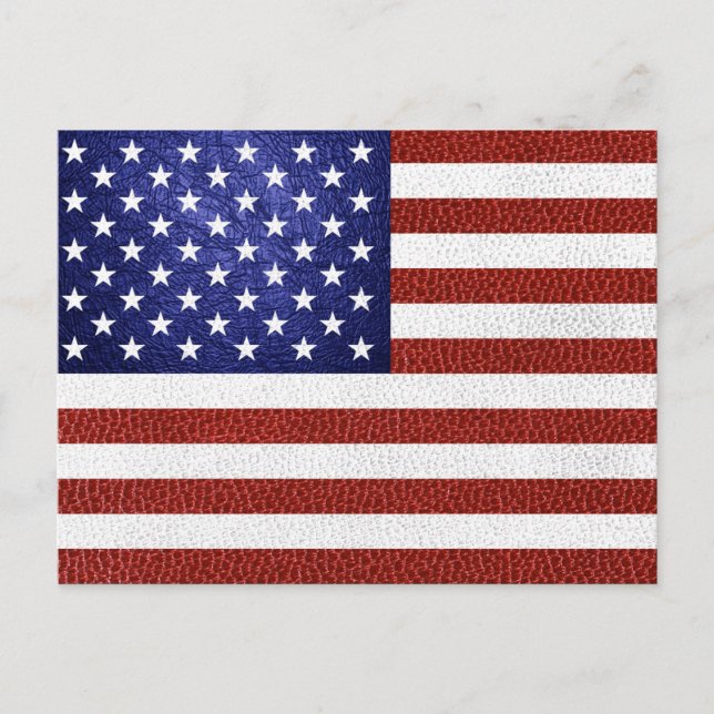Carte Postale Drapeau Faux Rouge Blanc Bleu Cuir USA (Devant)
