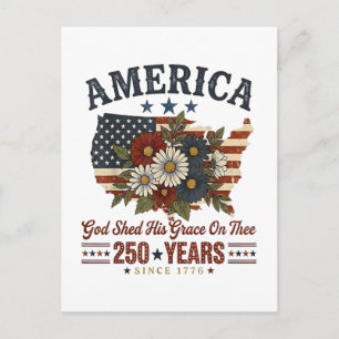 Carte Postale Drapeau Floral 250 Ans d'Amérique