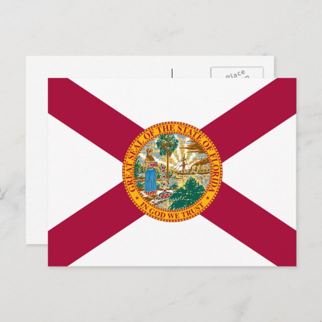 Carte Postale Drapeau floridien, Drapeau de Floride (Devant / Derrière)