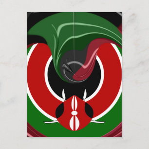 Carte Postale Drapeau Fluid Kenyan : Un design moderne