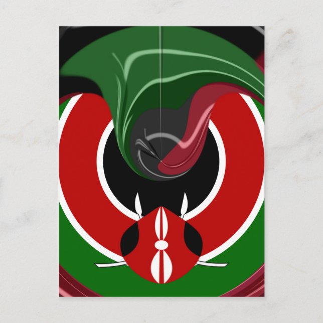 Carte Postale Drapeau Fluid Kenyan : Un design moderne (Devant)