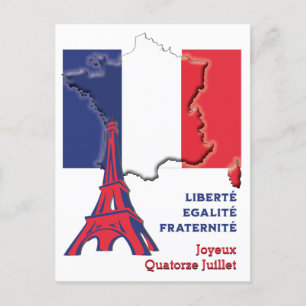 Carte Postale Drapeau français de la journée Patriotique BASTILL