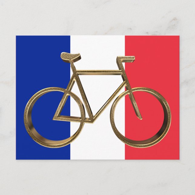 Carte Postale Drapeau Français Golden Vélo Cycliste cycliste (Devant)