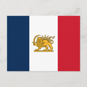 Carte Postale Drapeau français iranien Lion et Soleil du patrimo