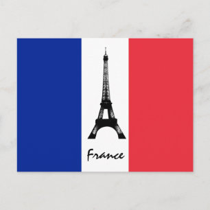 Carte Postale Drapeau français & Tour Eiffel - France /fans spor