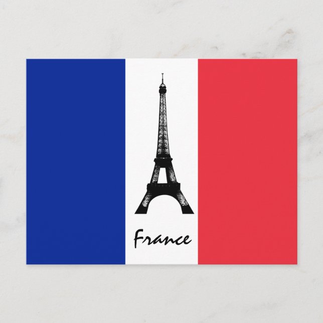 Carte Postale Drapeau français & Tour Eiffel - France /fans spor (Devant)