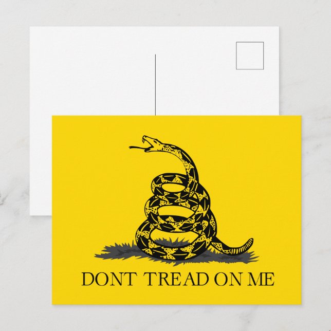 Carte Postale Drapeau Gadsden jaune classique Ne marchez pas sur (Devant / Derrière)