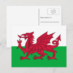 Carte Postale Drapeau gallois, Drapeau du Pays de Galles