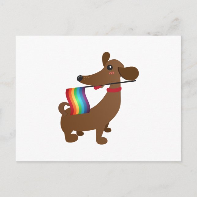 Carte Postale Drapeau Gay pride LGBT Dachshund - LGBT Funny (Devant)