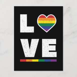 Carte Postale Drapeau Gay pride LGBTQ Distressed Grunge Love
